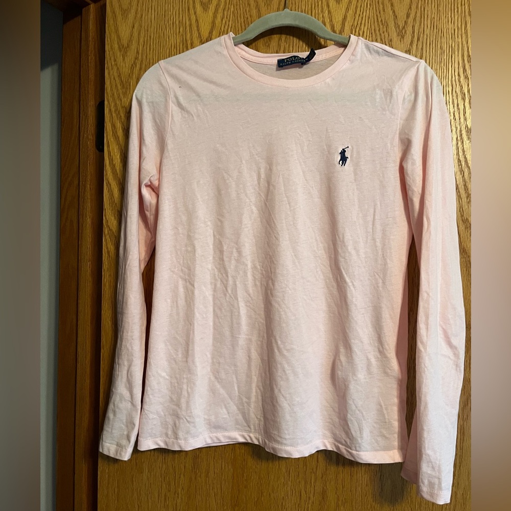 Light Pink Ralf Lauren Polo Long Sleeve Tee